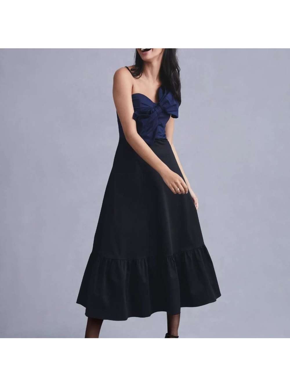 Hutch Bow-Tie Maxi Dress Navy and Black